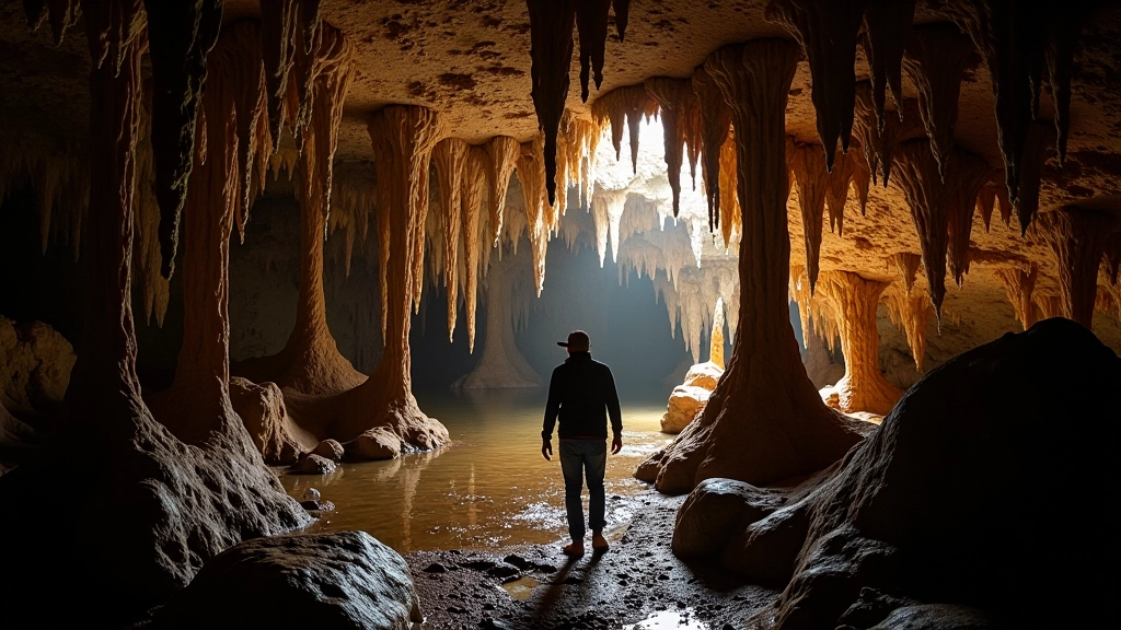 Interior de caverna con formaciones de piedra