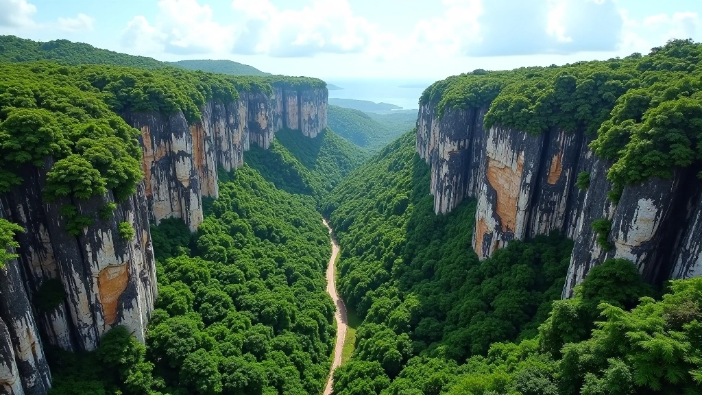 Vistas aéreas de las formaciones de mogotes de piedra caliza en Camuy